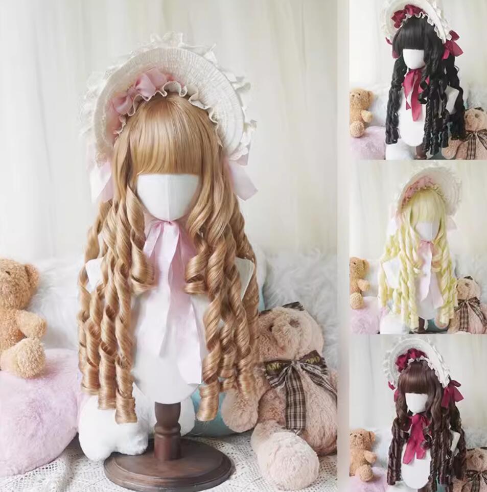 175【新作登場 最安値】70CM 系　ウィッグ ロリータ 原宿 かつら カラー　ピンクゴスロリ　可愛い