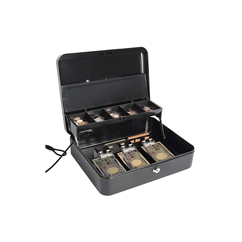 Jssmst（ジェスマット） 手提金庫 キーロック式 会計用コインケース 3つスプリングクリップ 盗難防止 ワイヤー付き (ブラック キーロック) 7,592円