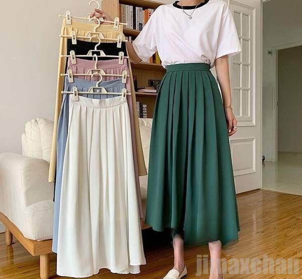 新生活 6色 スカート レディース ボトムス 膝下丈 ロング丈 無地 カジュアル 着回し 春夏秋 20代30代40代50代60代 森ガール 大人可愛い ホワイト裏地あり