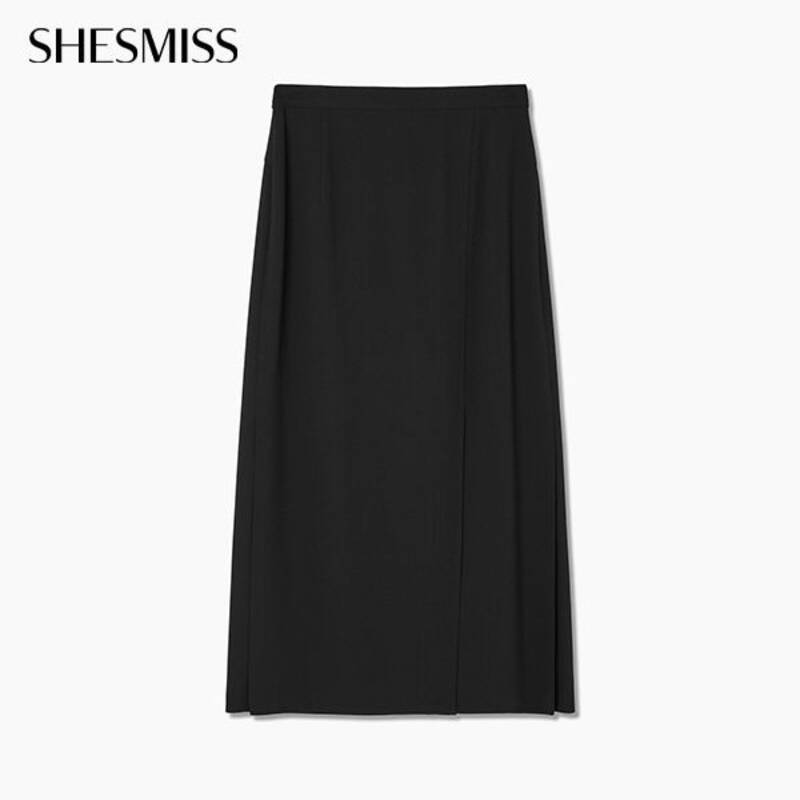 バックバンド付きスリットロングスカート_SWWSKQ12040_BK