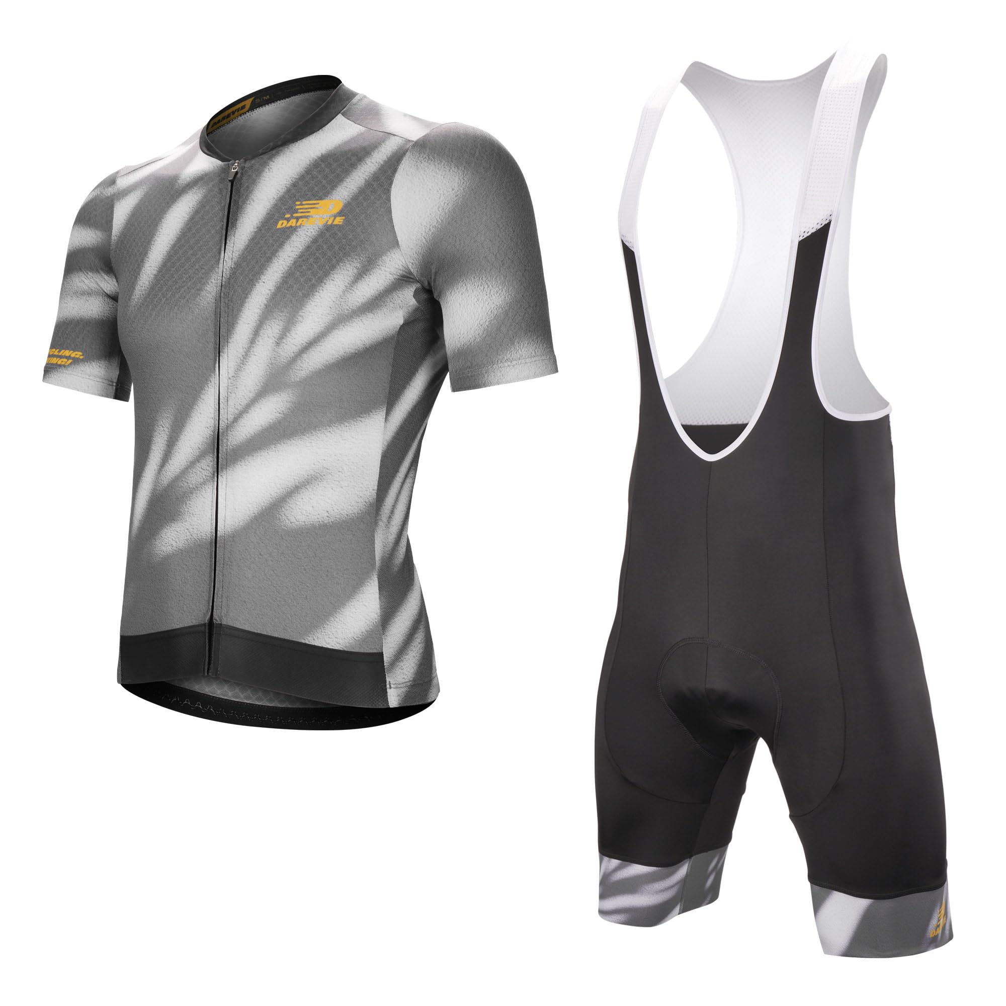 [Darevie] サイクルジャージ 上下 夏 半袖 メンズ サイクルウェア［専門級 自転車用］サイクリング ジャージセット ビグショーツ 自転車ウェア 4Dパッド ロードバイク 吸汗速乾 通気 弾力
