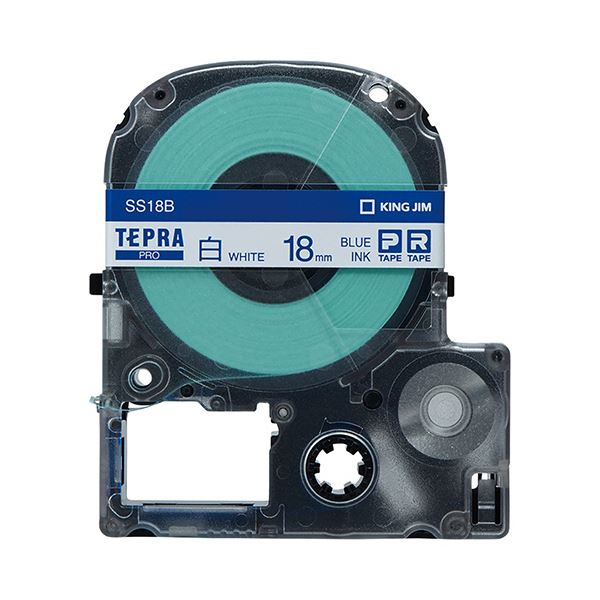 (まとめ) キングジム テプラ PRO テープカートリッジ 18mm 白／青文字 SS18B 1個 (×10セット)