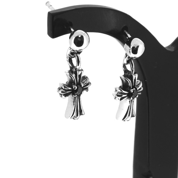 クロス ドロップピアス 2P 両耳用 フレア ジルコニア ピアス イヤリング シルバー925 銀