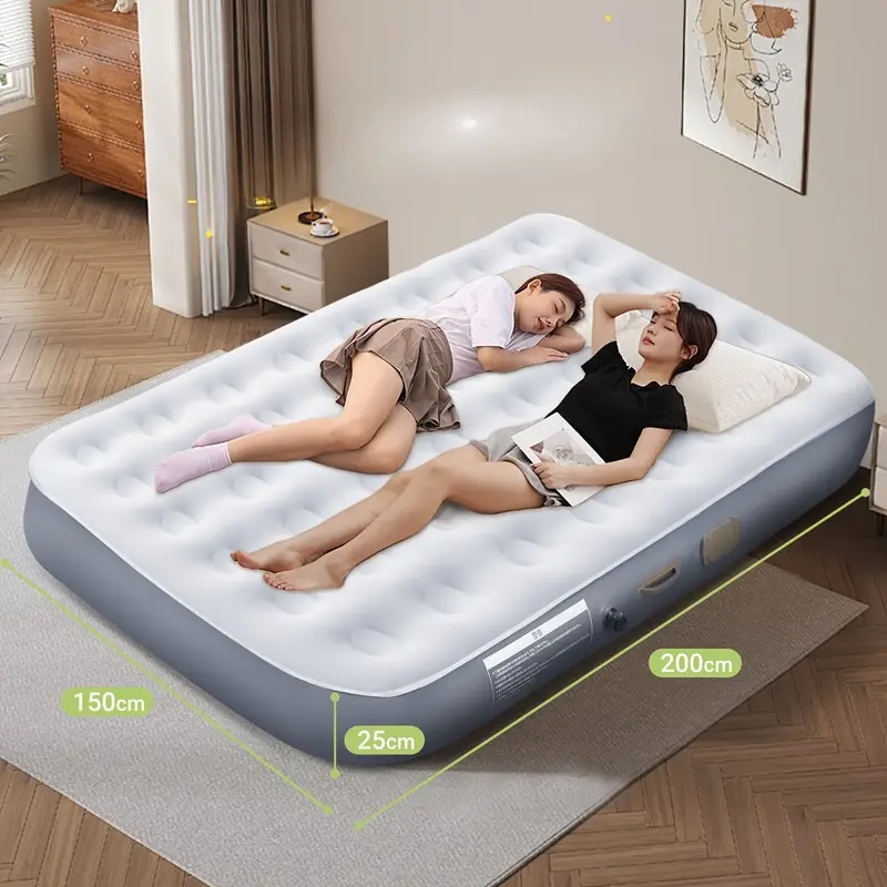 空気充填ベッド電気ポンプ内蔵ダブルベッド空気充填キャンプベッド厚手の自動空気充填ワンタッチアウトドア旅行者仮眠防災ベッド用品コンパクトグレーベルト簡易収納袋