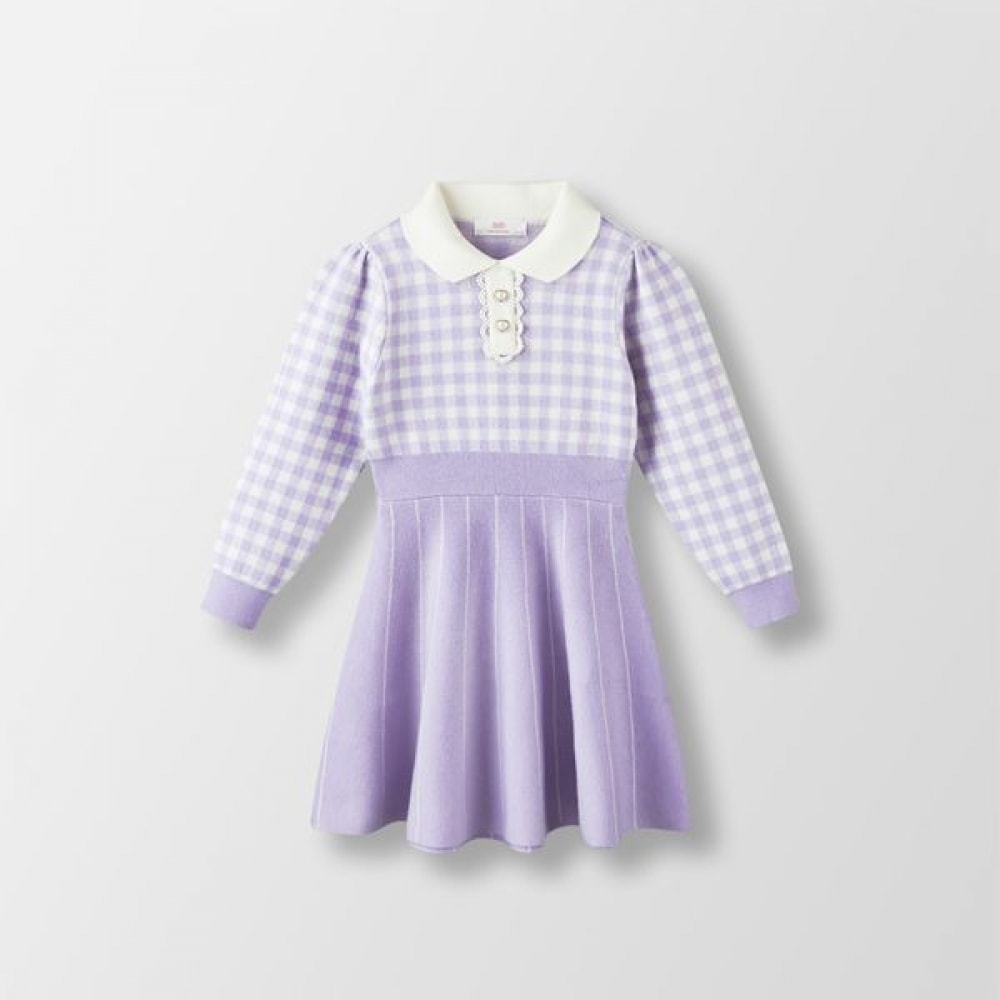 （ウォルトンキッズ）エリーチェックニットワンピース