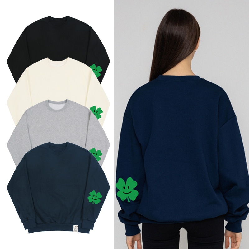 [UNISEX]Elbow Clover Smile Sweatshirt_4color