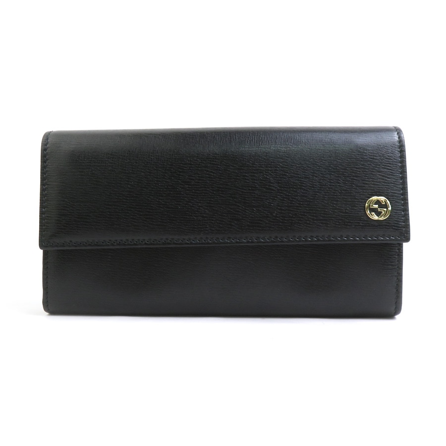 グッチ GUCCI 長財布 インターロッキングG レザー ブラック ユニセックス 309702 h31192a