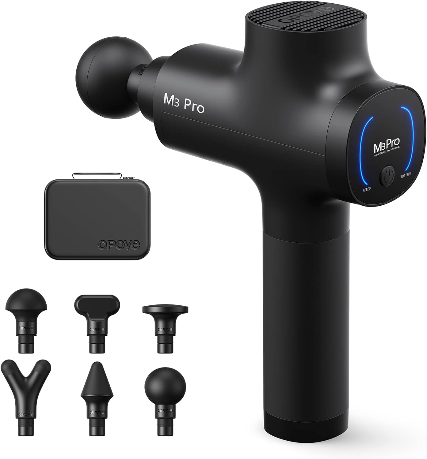 opove M3 Pro 2 筋膜リリースガン 12mm振幅 最大約32kg耐圧 2600mAh*6本大容量バッテリー 5段階強力振動 6種類アタッチメント ハンディガン 日本語取扱説明書付き（ブラッ