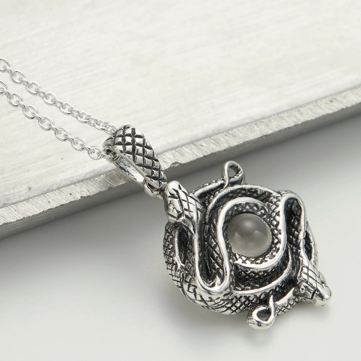 ネックレス メンズ シルバー925 水晶 ヘビ スネーク 蛇 個性的 カジュアル