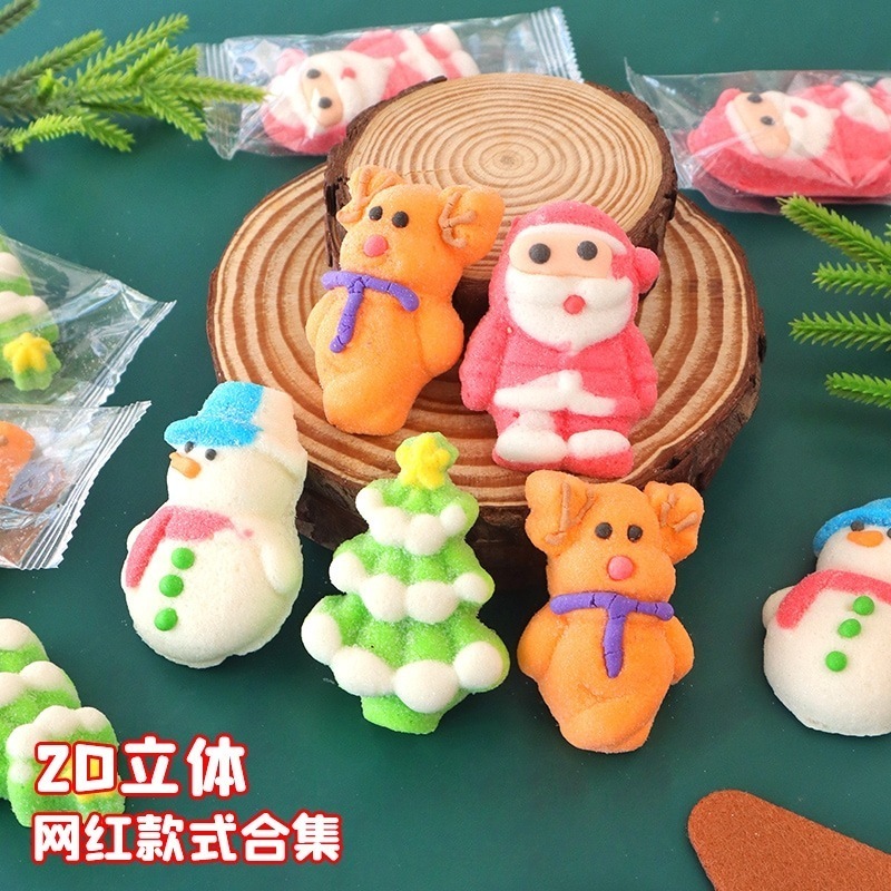 スイーツお菓子和菓子子供用スナック 3d クリスマス ケーキ ヘラジカグミ デコレーション マシュマロ キャンディ 雪だるま サンタクロース