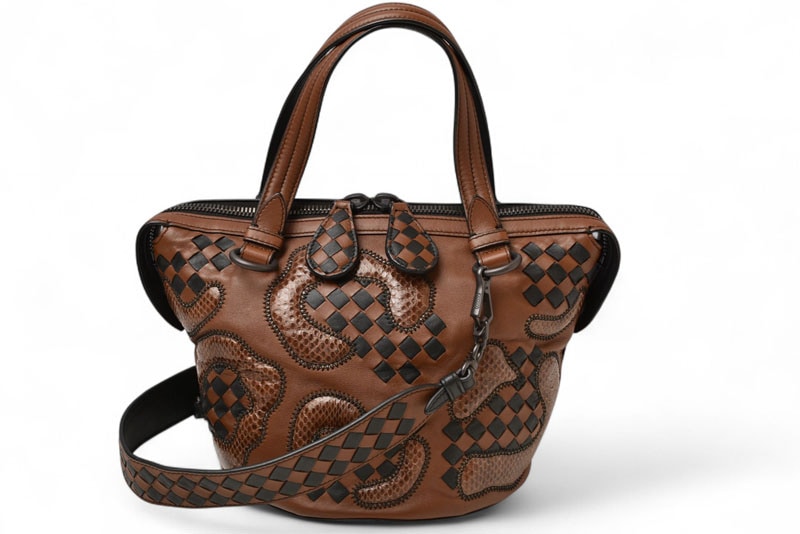 ハンドバッグ/ショルダーバッグ 2wayバッグ イントレチャートパイソン/レザー ブラウン 50,820円