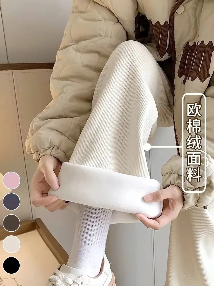 デニムパンツ 脚長効果スラックスパンツ ワイドパンツ 秋冬 ハイウエスト ホワイト