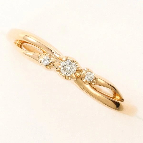 4℃ K10PG リング 指輪 7号 ダイヤ ジュエリー 中古