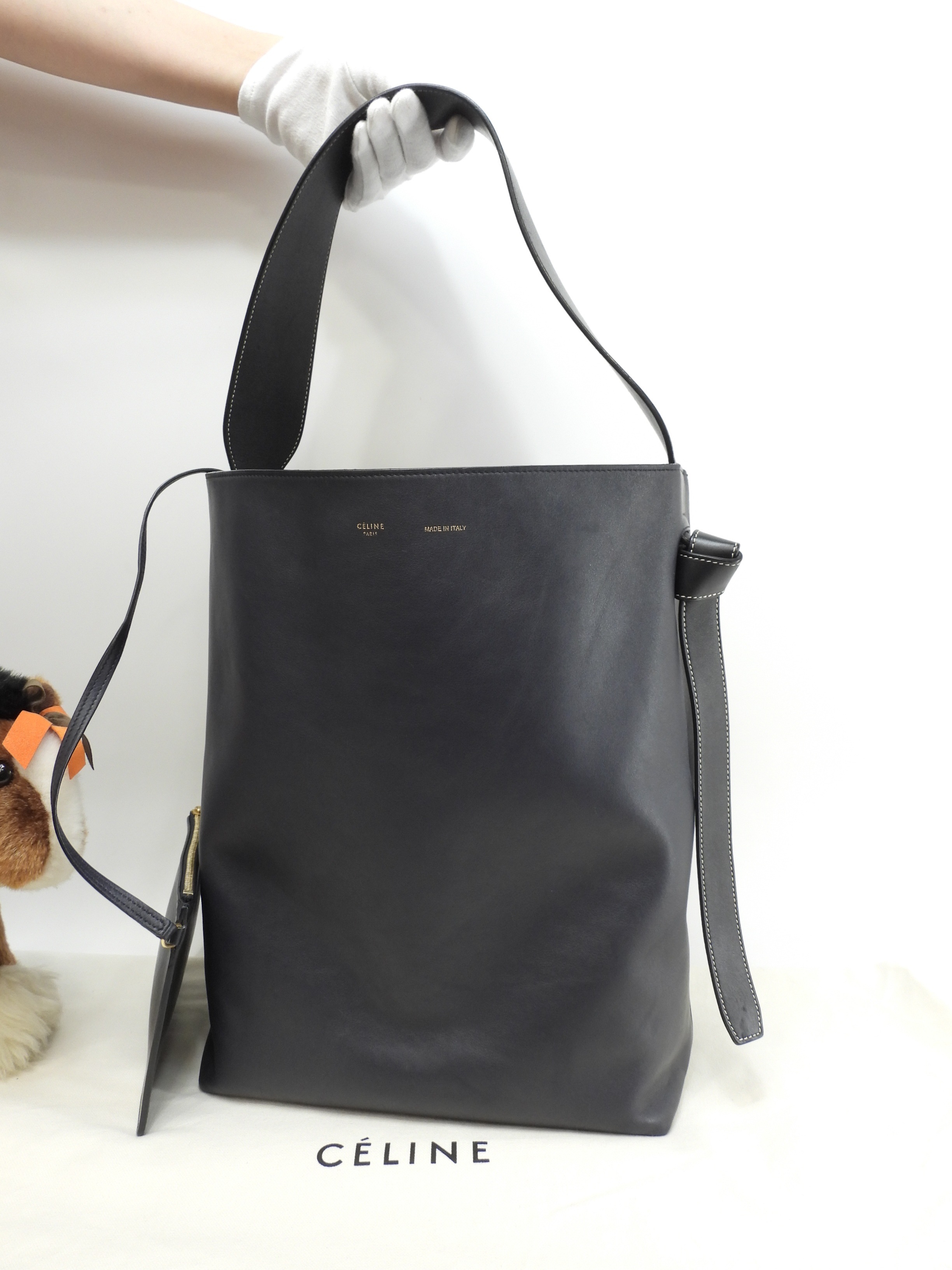 ツイステッドカバ レザー 紺緑 ホーボーバッグ セミショルダーバッグ 美品@S-LA-4195