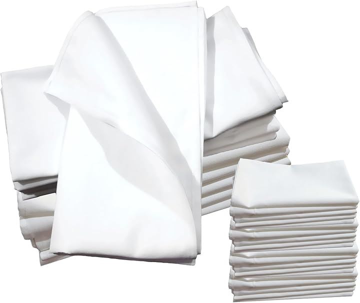 トーション テーブルナプキン ワイン ワイントーション 無地 花柄 コットン 吸水性 吸音性 厚手 プロ仕様(白 無地, 50cm x 50cm (30 枚))