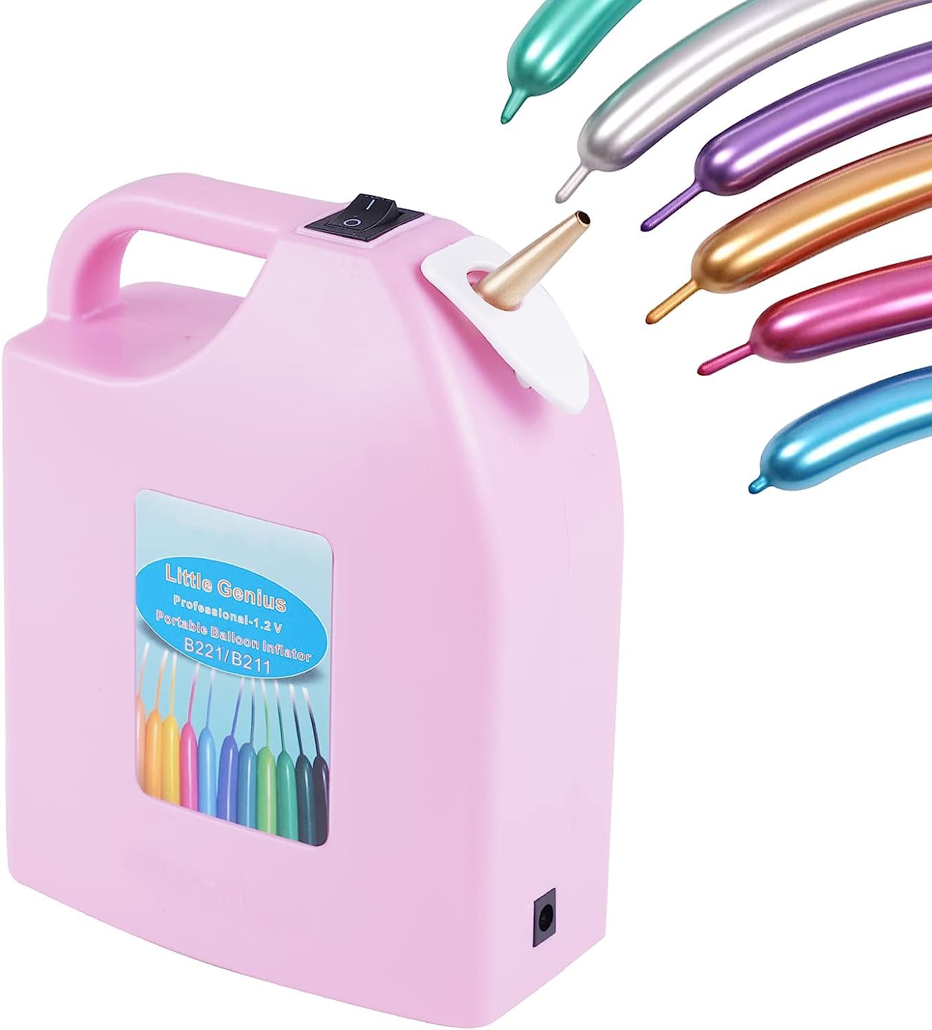風船空気入れ 充電式 電動エアーポンプ 260/360細長風船 魔術風船 バルーンポンプ 風船インフレータ 便利 膨脹 誕生日パーティー装飾用 (ピンク)