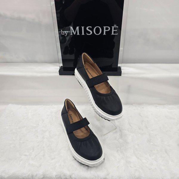 By 女性シャーリングストラップシューズ 612HT431SI001 BLACK 2 JJ