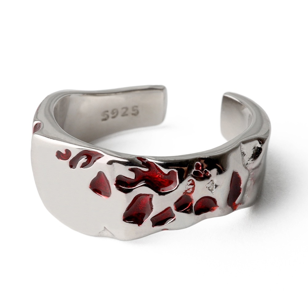 925 オープンリング 個性的 赤色 [cr449]