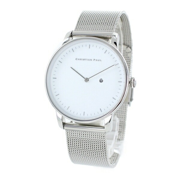 クリスチャンポール 腕時計 手表 誕生日 シンプル 大人 仕事用 娘 息子 メンズ レディース 白文字盤 シルバー ペアにもおすすめ 誕生日プレゼント ポイント消化 9,933円