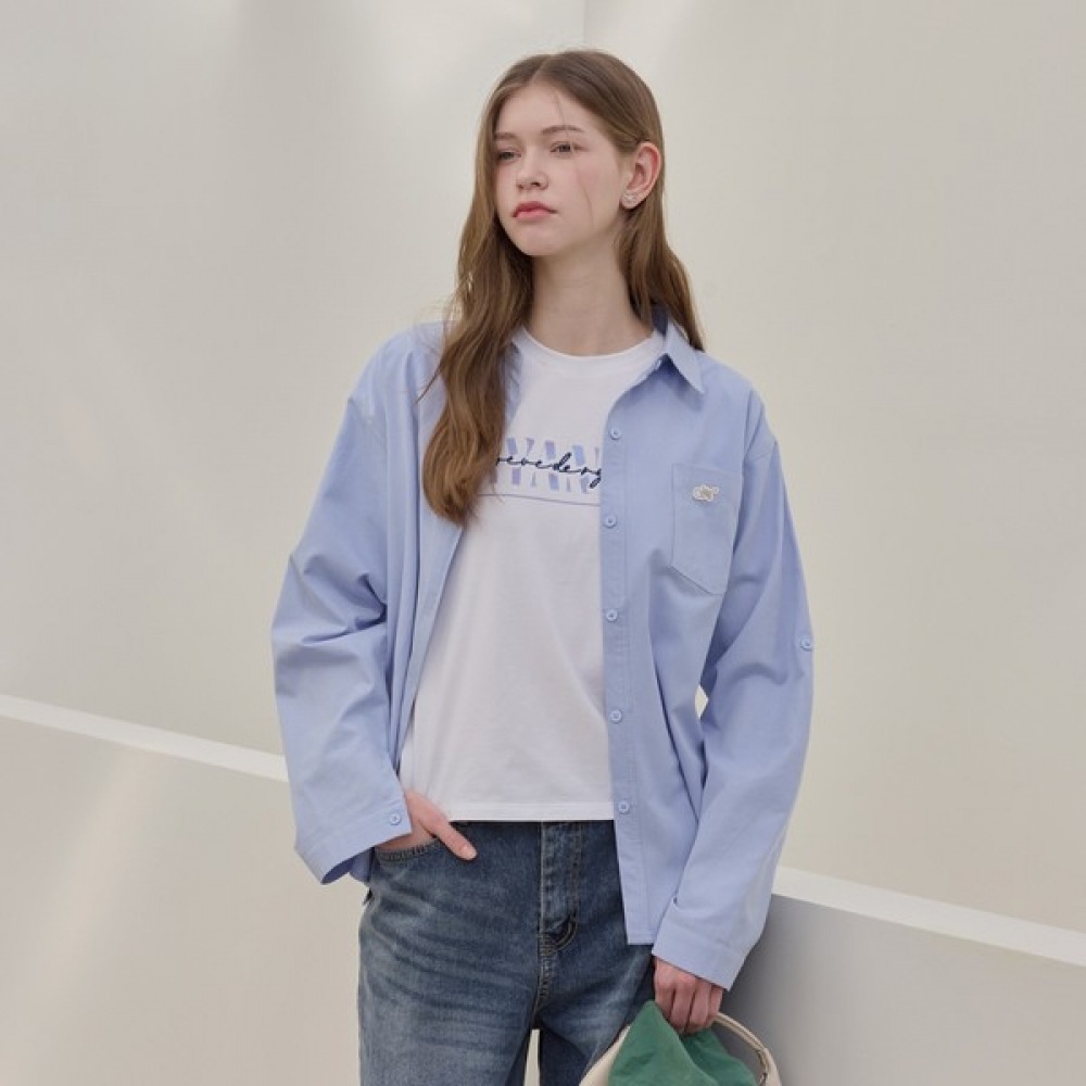 [リアーナニューヨーク] コットンツイルシャツブラウス_ライトブルー