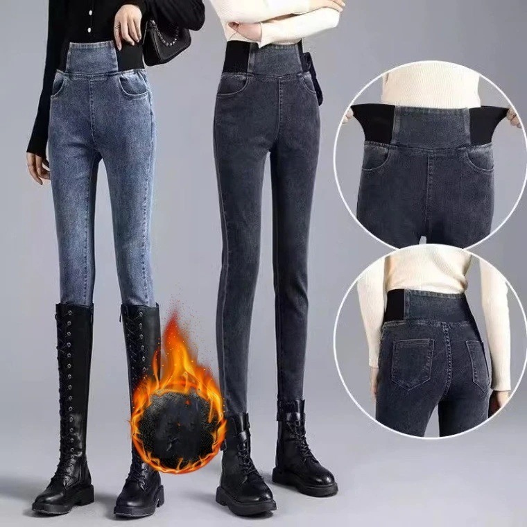 デニムパンツレディース春秋冬ボトムス裏起毛パンツ暖パンスキニーストレッチレギパン防寒大人あったかウエストゴム大きい
