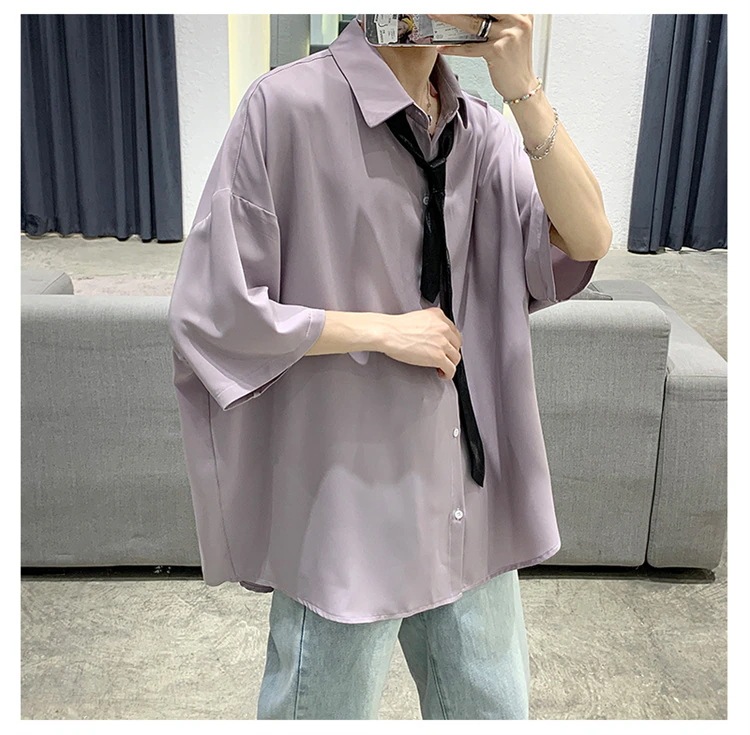 早い者勝ち 肌にやさしい シャツ ピュアカラー カジュアル 半袖 快適である