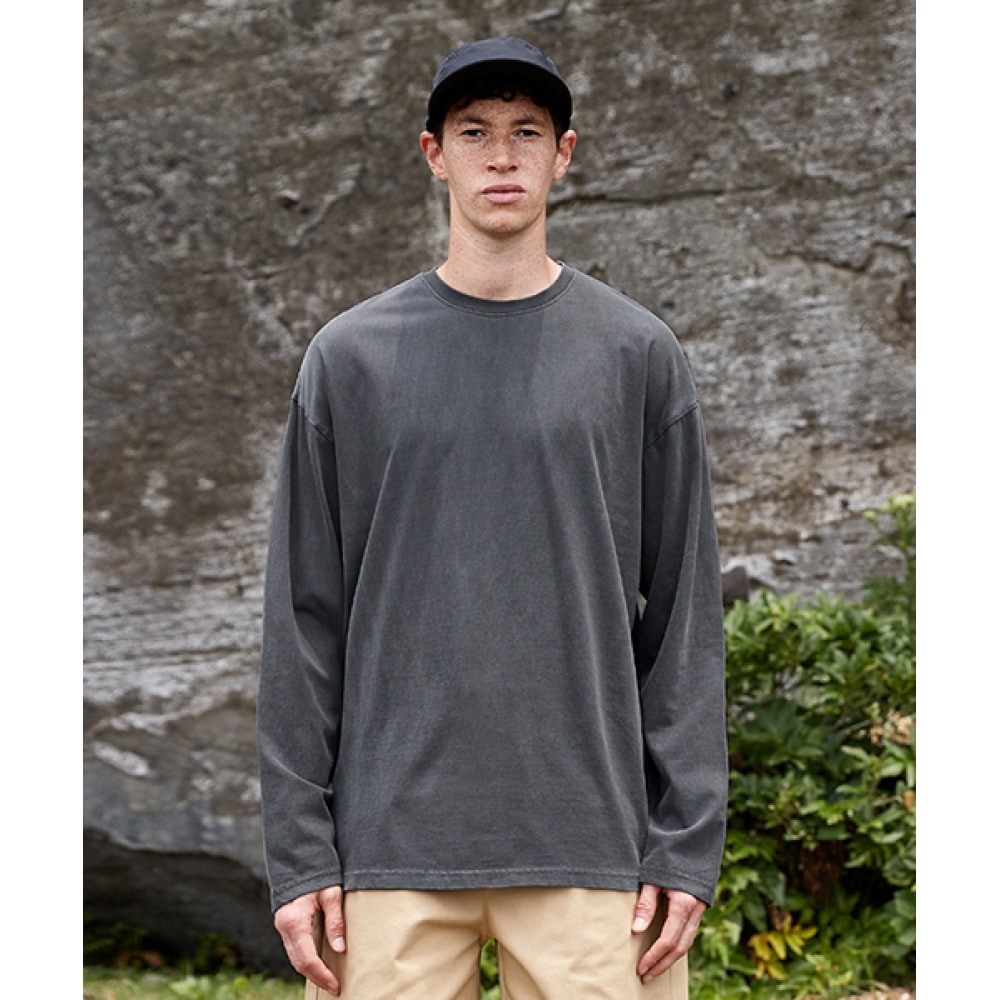 FLUKEピグメントロングスリーブ長袖TシャツダークグレーFLT701