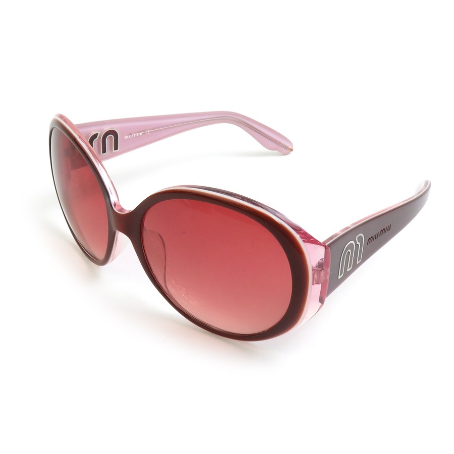 ミュウミュウ MIUMIU サングラス プラスチック ピンク×ボルドー レディース h31244m