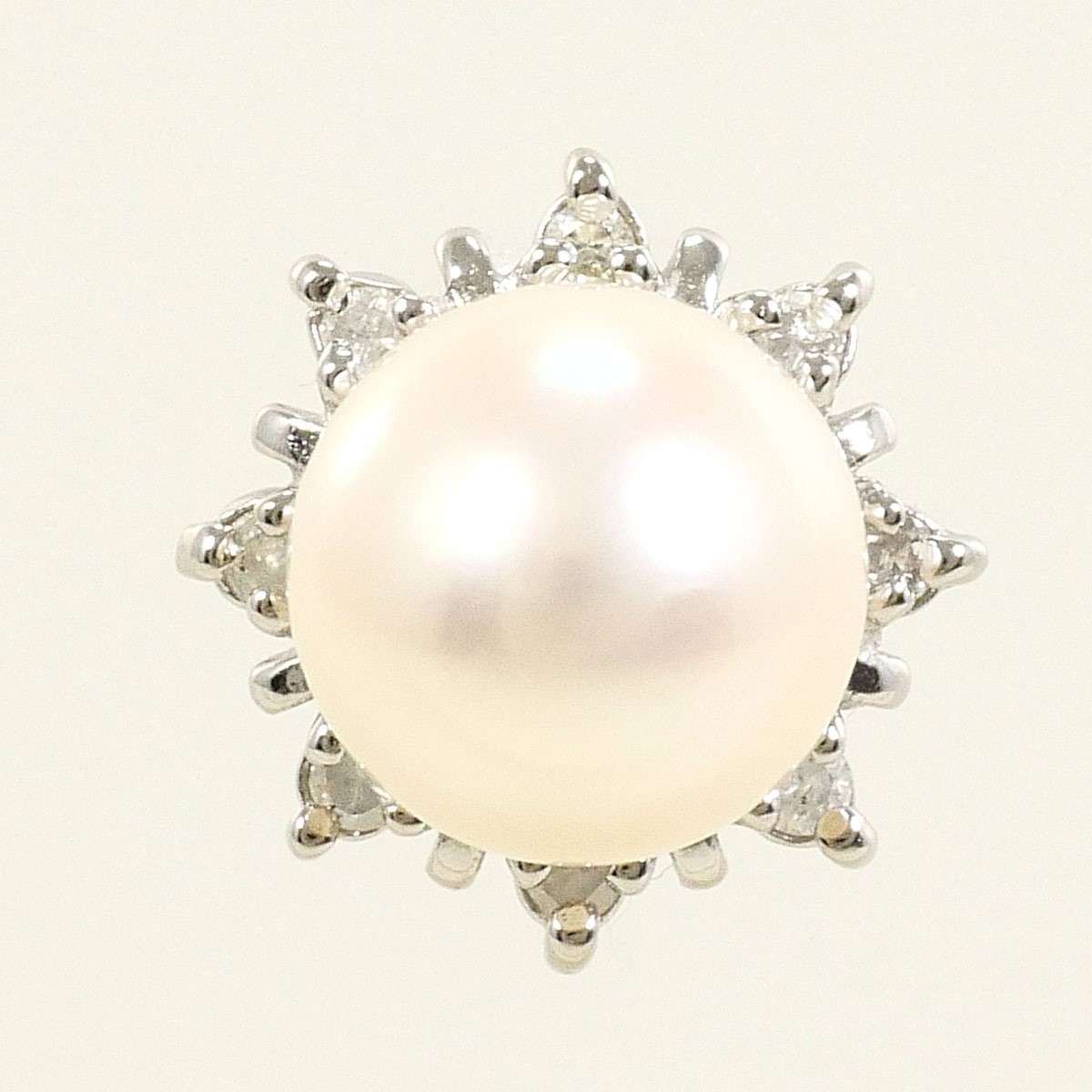 PT900 プラチナ ピアス(片耳) パール（真珠） ダイヤモンド（ct刻印なし） 総重量約1.3g レディース 中古
