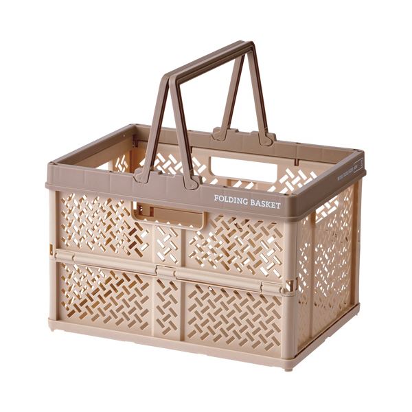 （まとめ）天馬 折りたたみバスケット S ベージュ 1個[x3セット]