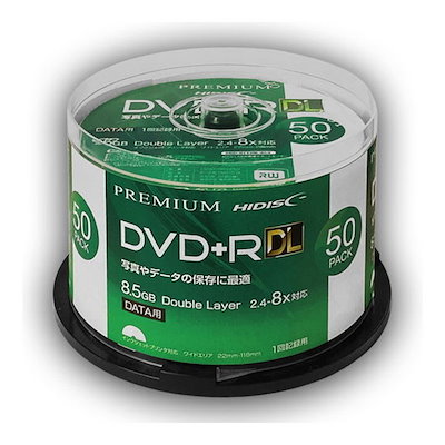 他サイト： DVD+R DL 50枚 片面2層 8.5GB 8倍速対応 インクジェットプリンタ対応 HDVD+R85HP50の商品画像