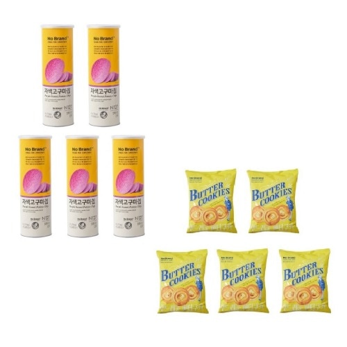 ノーブランドの紫色のサツマイモチップス160g x 5個+ソフトバタークッキー330g x 5個学校事務所