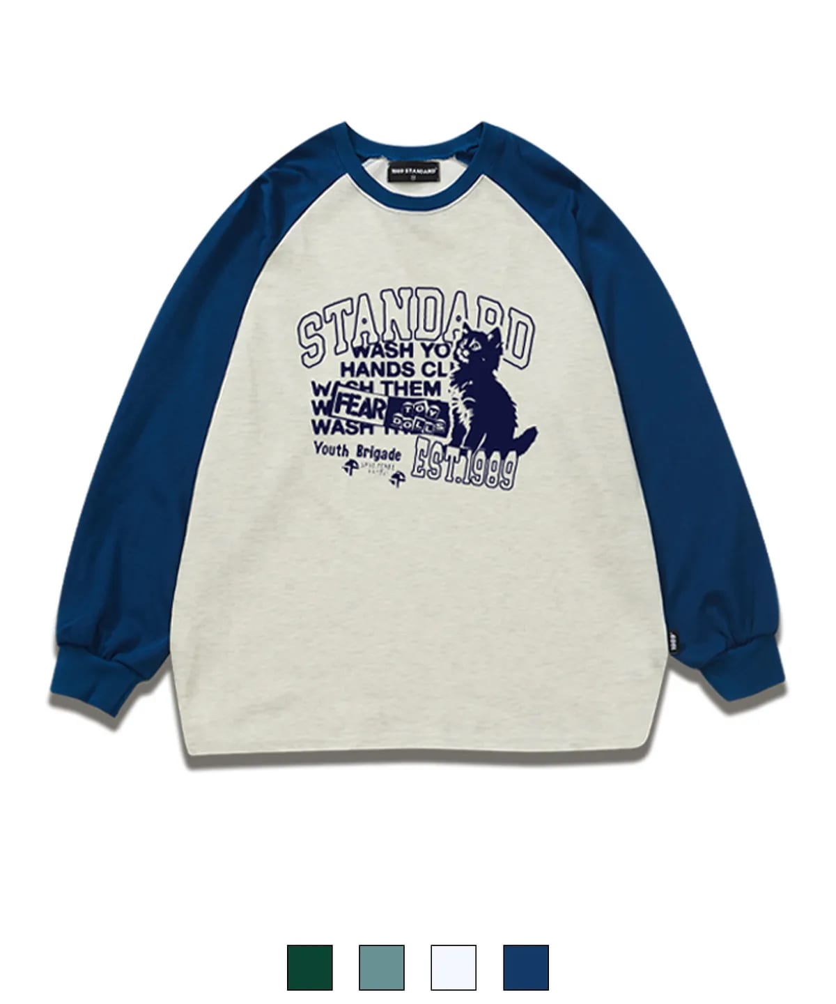 FEAR CAT ラグラン ロング スリーブ 男女共用 Tシャツ 4color (SNSSTD-0109) 韓国の人気ファッションブランド