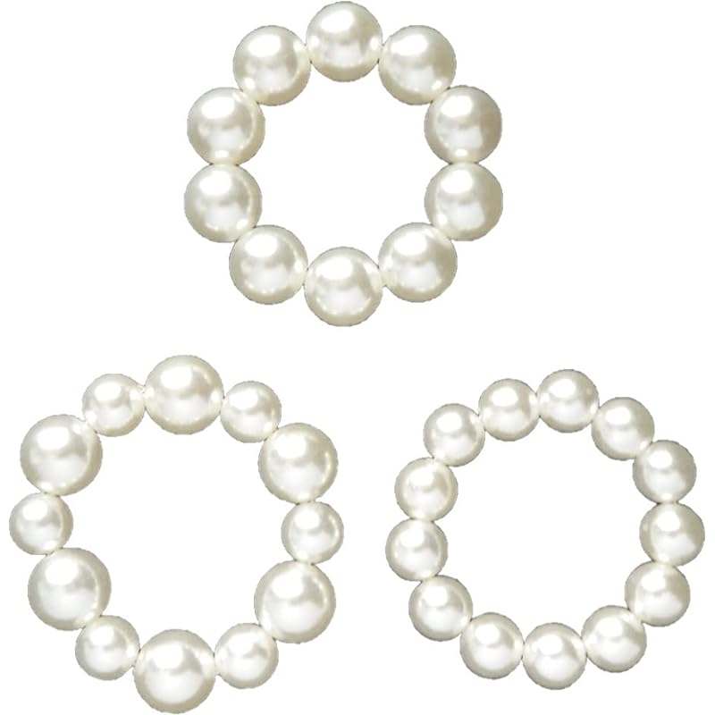 kotokari パール 髪飾り ヘアゴム 大人 ヘアアクセサリー (White)