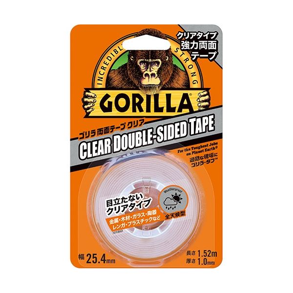 （まとめ）呉工業 KURE ゴリラ 両面テープ クリア 25.4mmx1.52m 1巻[x5]