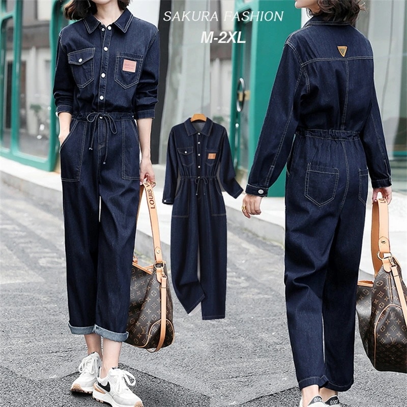 【人気商品超目玉】デニム つなぎ レディース デニムオールインワン デニムオールインワン サロペット オーバーオール デニムパンツ 長袖 ロングパンツ マキシ丈 ツナギ ジーンズ 作業服 おしゃれ 普