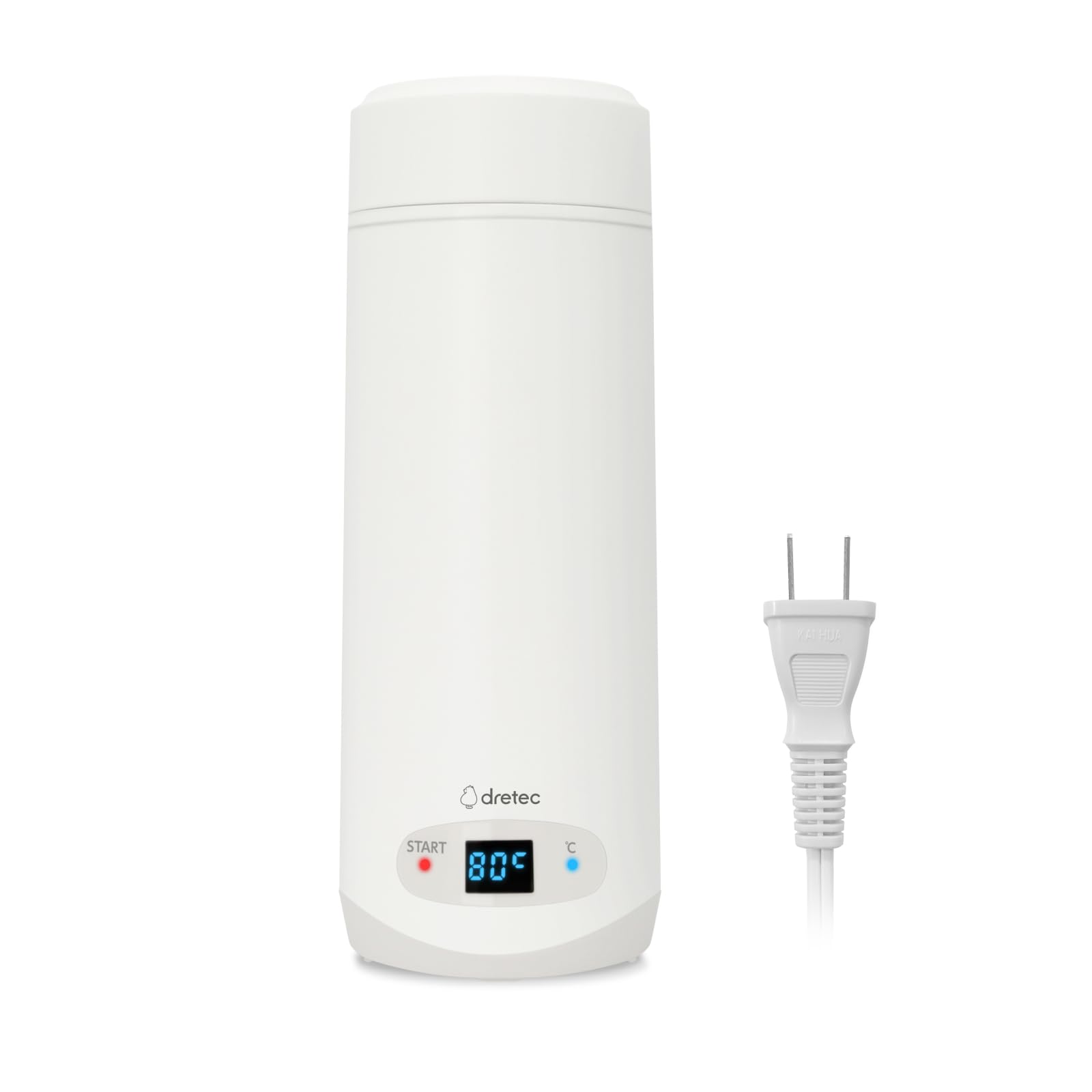 ドリテック(dretec)沸かせる温調ボトル お湯 熱湯 沸騰 温度調節 50/60/70/80/90/95℃ 一人分 アウトドア キャンプ 車中泊 ミルク 病院 ホテル 旅行 小さい 小型 ホワイト