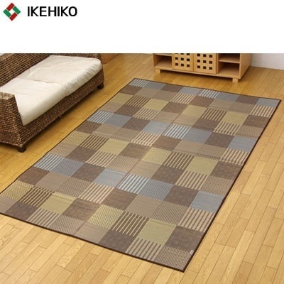 イケヒコ・コーポレーション 純国産 い草花ござカーペット 『京刺子』 ブラウン 江戸間3畳（約174×261cm） 4110203 【送料無料】