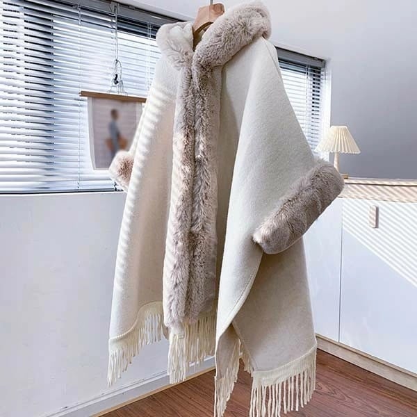 ケープコート マントコート レディース ポンチョコート ゆったり 体型カバー 大きめ 厚め 暖かい フェイクファー ふわふわ もこもこ スプリングコート アウター カーディガン 韓国風 秋冬物 冬物