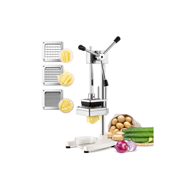 Spolehli 縦型ポテトカッター 7mm+9mm+13mm交換ブレード 省力/効率化 ポテト/ニンジン/リンゴ/大根 卓上型 家庭用 業務用 日本語説明書付き