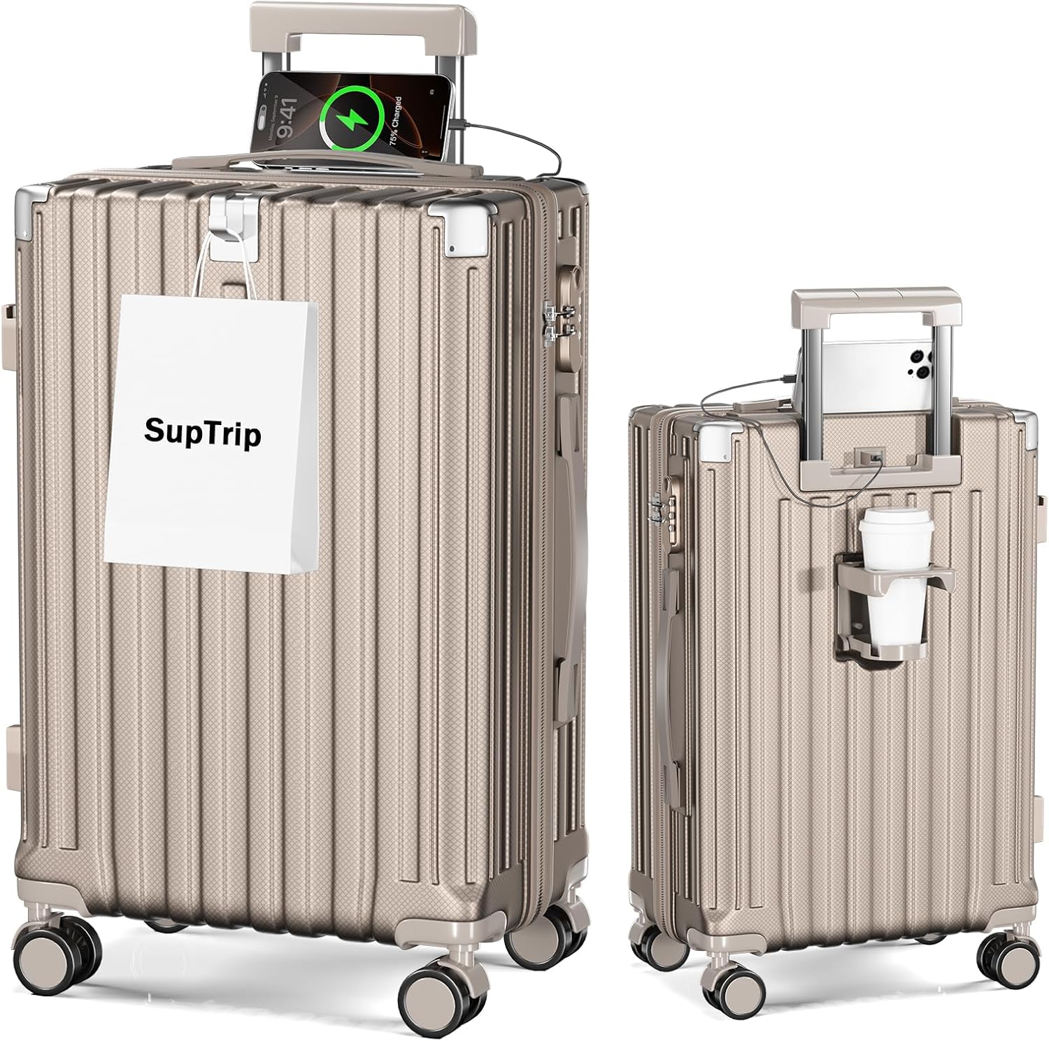 [SupTrip] スーツケース 機内持ち込み 多機能 キャリーケース 大型 超軽量 キャリーバッグ 耐衝撃 USBポート付き カップホルダー付き 充電機能 荷物フック 隠しフック機能 静音 8,184円