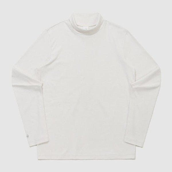 ユニ エッセンシャル レギュラー ピーチ起毛 モックネック 長袖Tシャツ アイボリー QQ423LRLO1-IVY