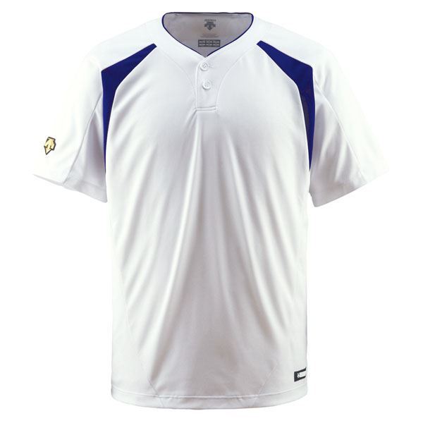 デサント（DESCENTE） ベースボールシャツ（2ボタン） （野球） DB205 Sホワイトロイヤルブルー XA