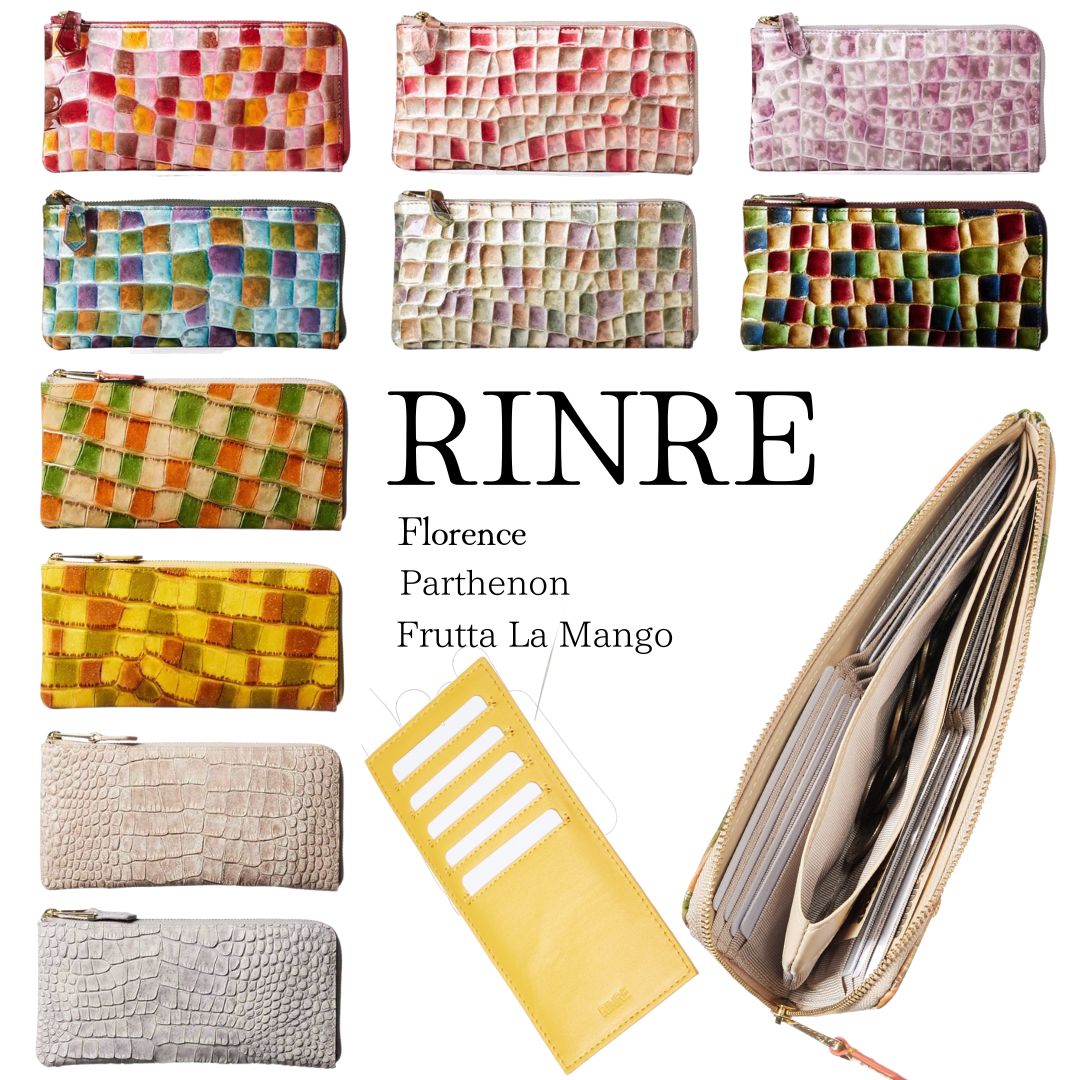 【RINRE】 リンレ　Florence　Parthenon　FruttaLaMango　薄型　ブランド 財布 長財布 レディース ステンドグラス L字ファスナー