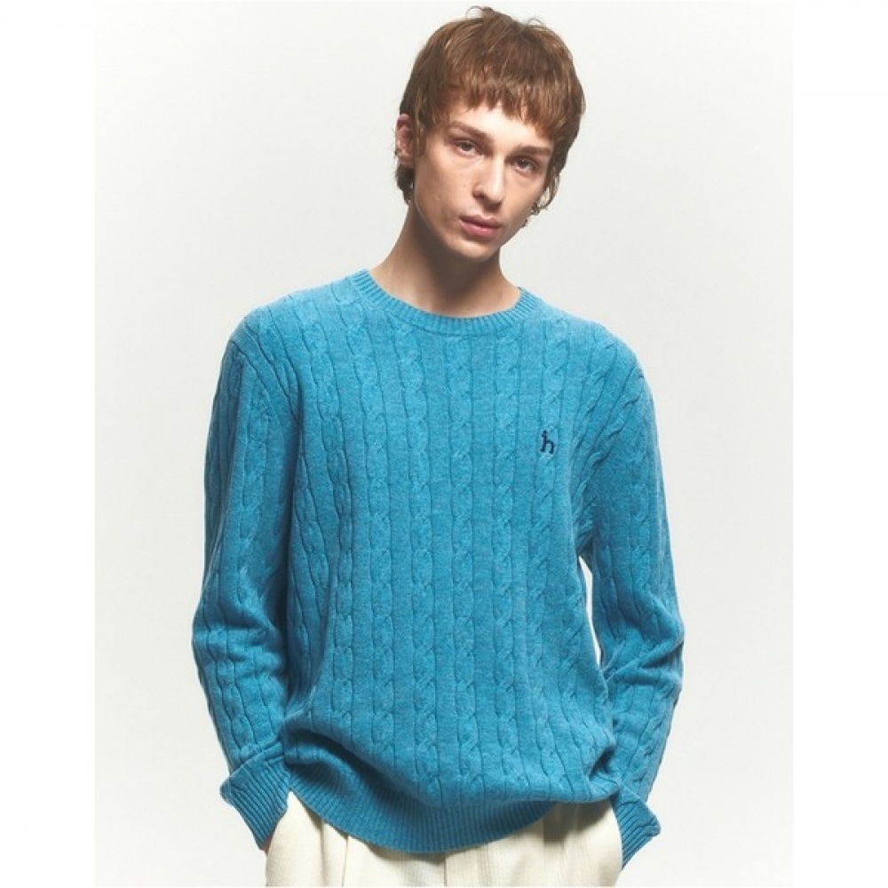 (ヘッジズ) 24FW ブルーカシミアブレンドケーブルニット HZSW4D402B3
