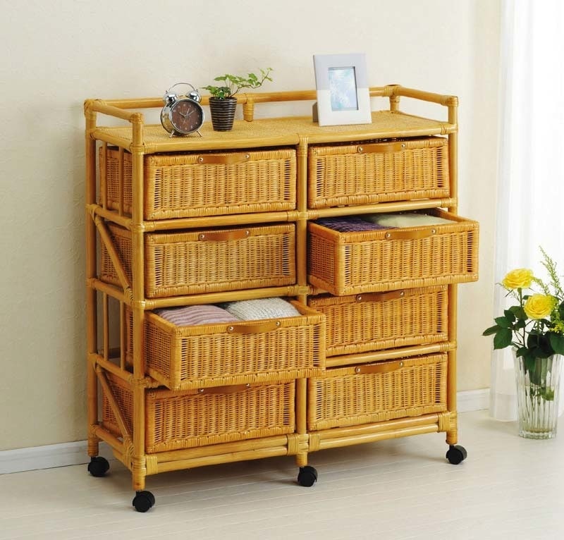 ラタン（籐） ランドリー スリムタイプ E47