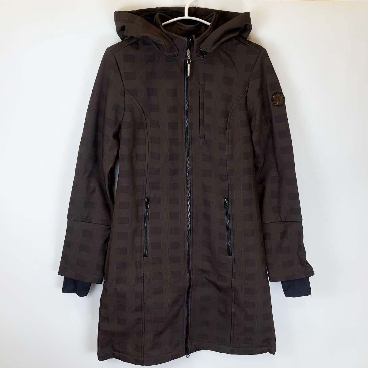 【中古・未使用品】NOEL ASMAR ノエルアスマール Plaid ソフトシェル ジャケット コート S ブラウン AE4371 レディース 乗馬 馬術 フード取り外し可能