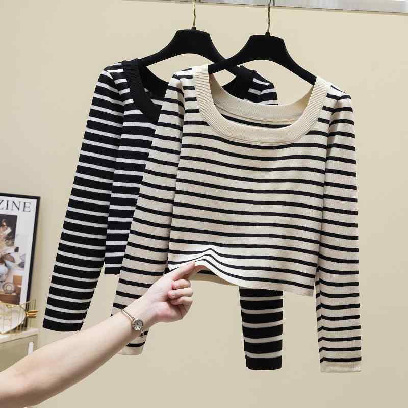 レディース ファッション 服 オシャレ カワイイ シンプル 大人カワイイ 大きいサイズ スクエアネック ストライプ 長袖 セーター トップス