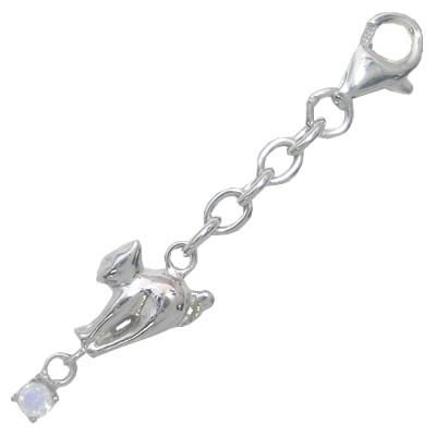 幸せを招く猫モチーフ ( 6月誕生石 ) シルバー ムーンストーンチャームトップホルダー楽ギフ_包装