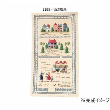 オリムパス オノエメグミ 刺しゅうキット　テーブルセンター　1198/街の風景